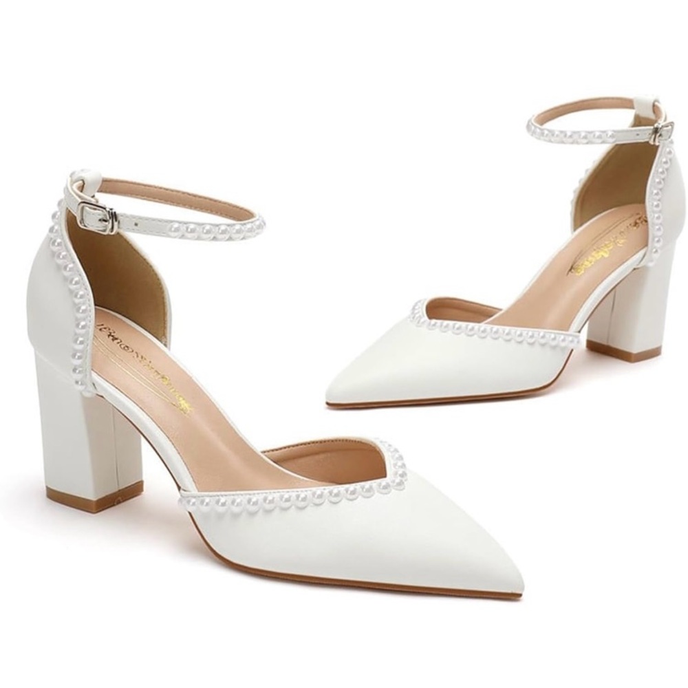 Elegant White Ankle Strap Heels